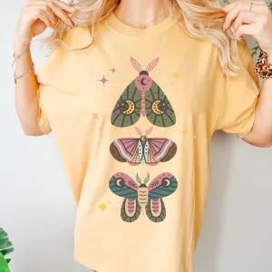 Always Free Shipping! Trendy Comfort Colors® Retro, Boho Butterfly, Pink Butterfly Women's T-Shirt, Vintage Shirt Gift, Celestial Moon Moth Tee