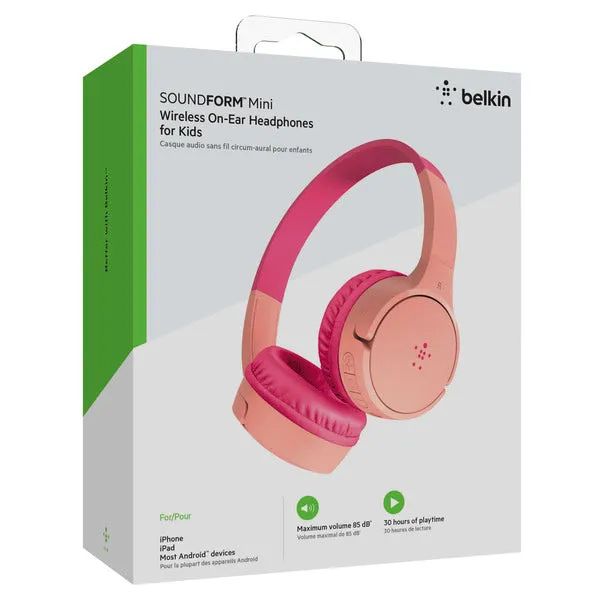 BELKIN SoundForm Mini Kids On-Ear Wireless Headphones - Pink