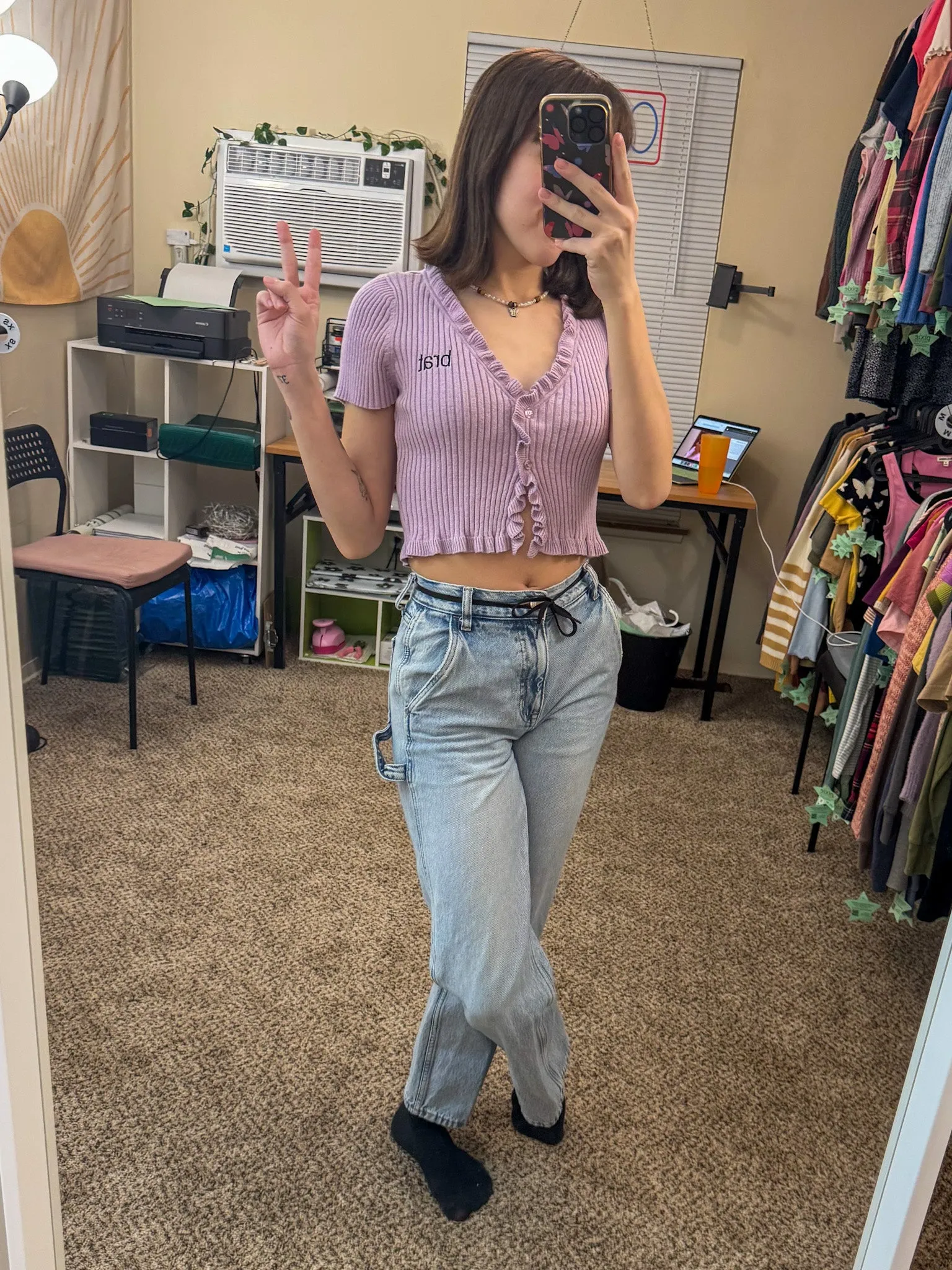 Brat Button Up Baby Tee XS