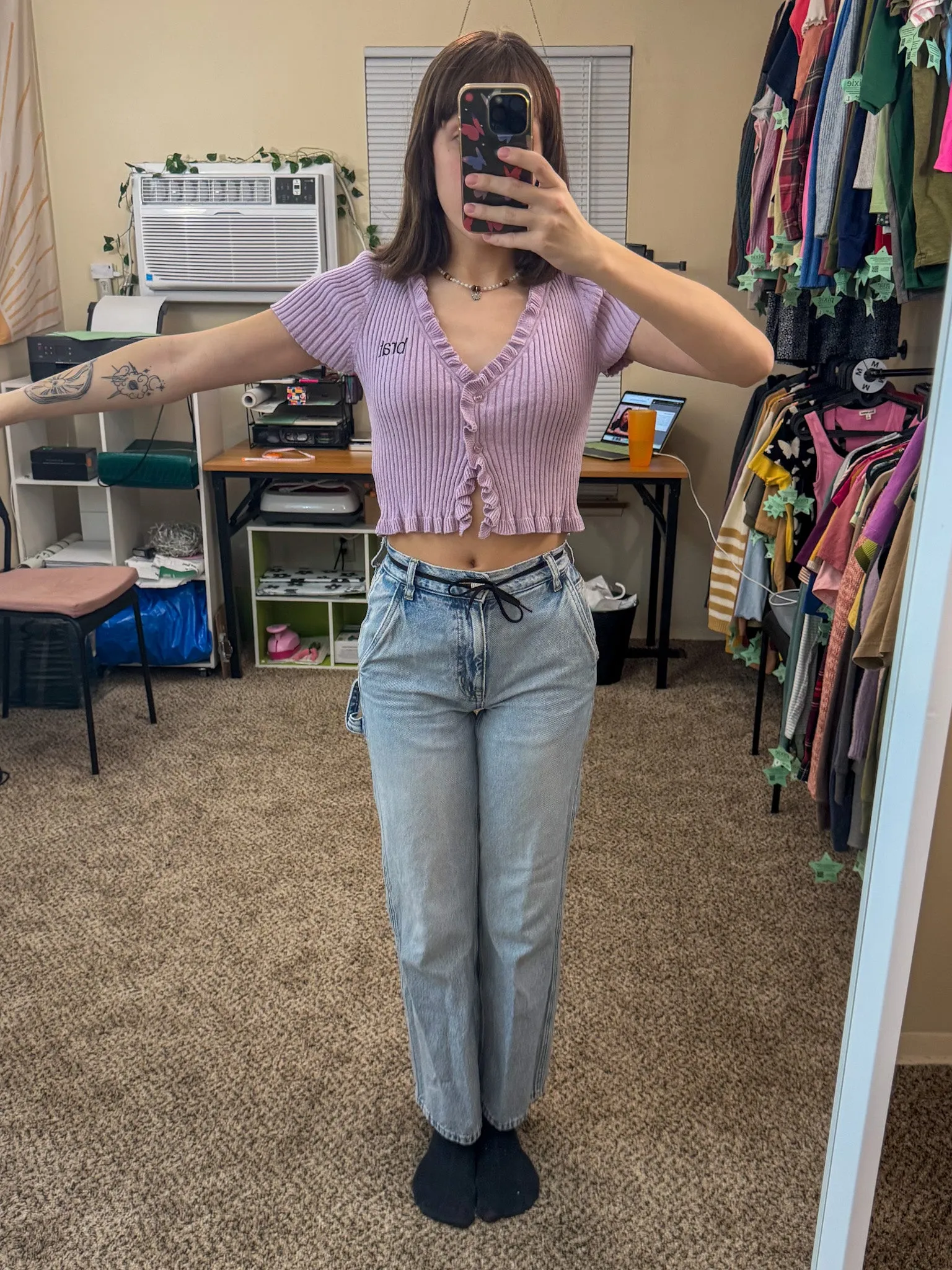 Brat Button Up Baby Tee XS