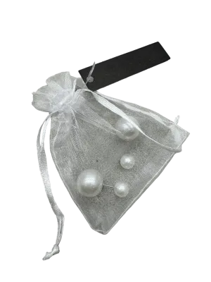 Double Pearl Tribal stud Earrings in tulle gift bag