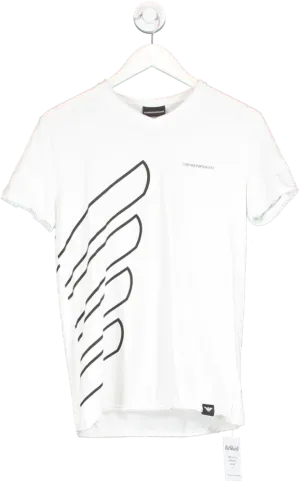 Emporio Armani White V-neck Logo T-shirt UK M