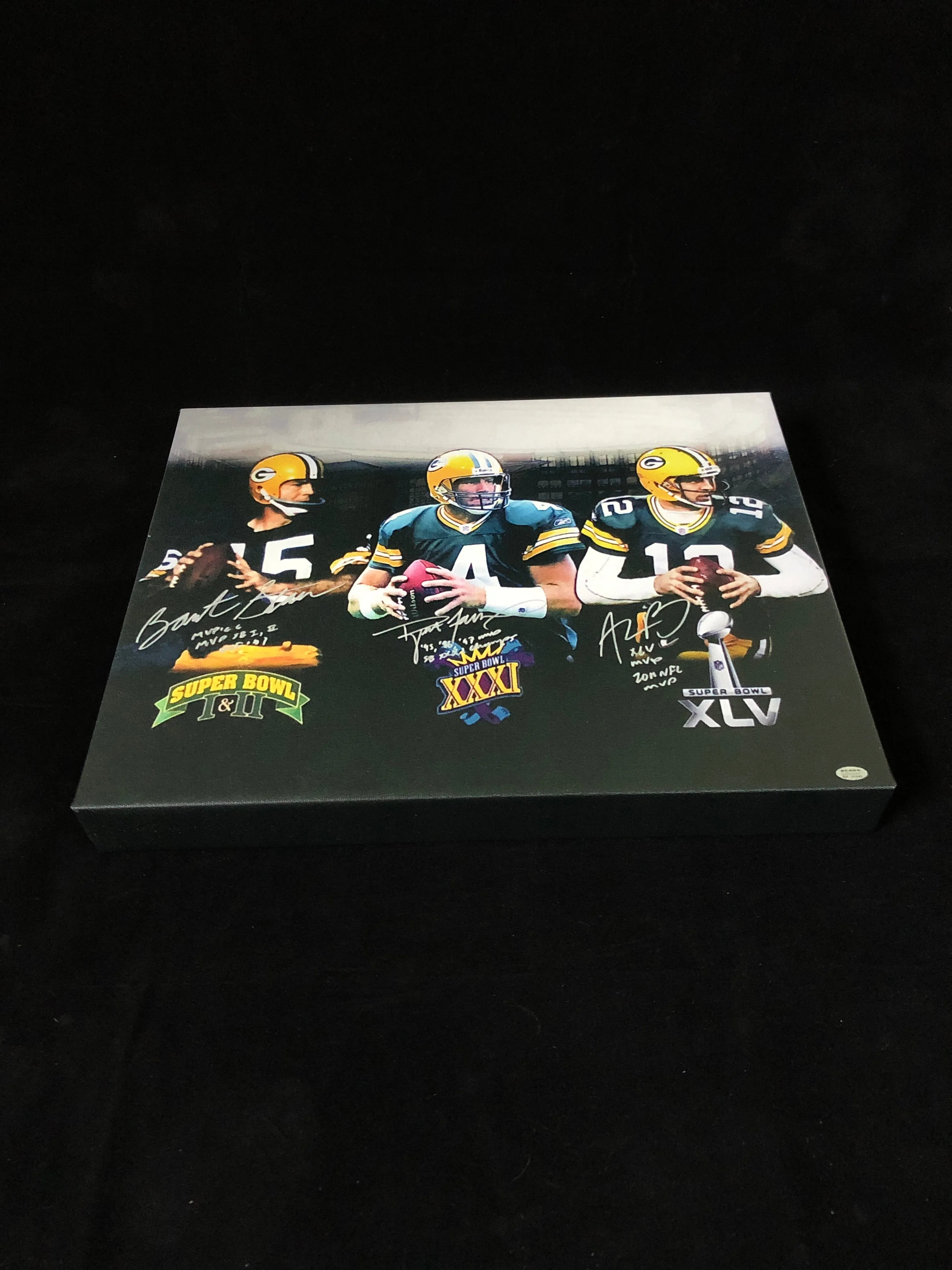 Green Bay Packers Quarterbacks Facsimile Autograph 11x14 Canvas Wall Art