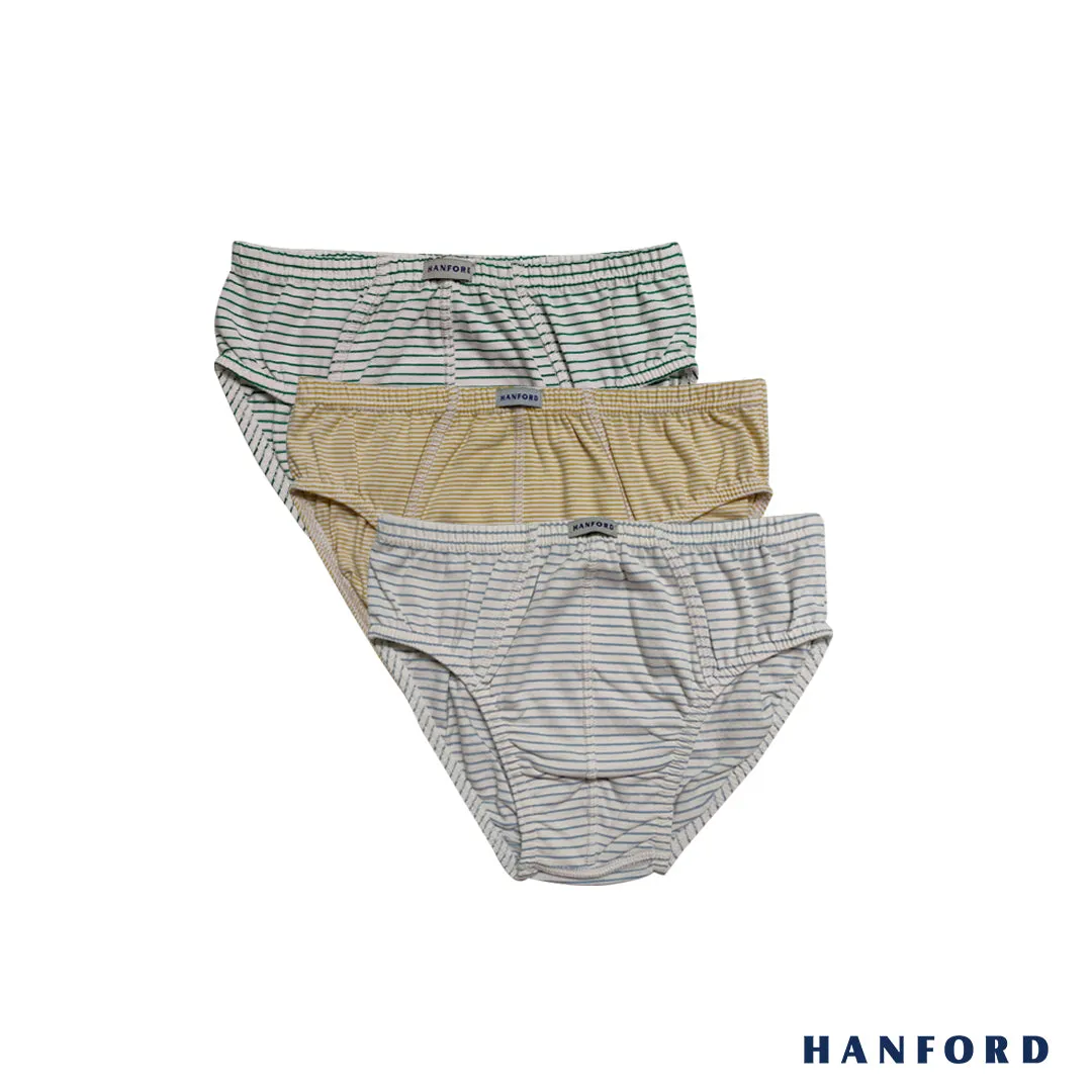Hanford Kids/Teens Cotton w/ Spandex Hipster Inside Garter Briefs Breton - Stripes (3in1 Pack)