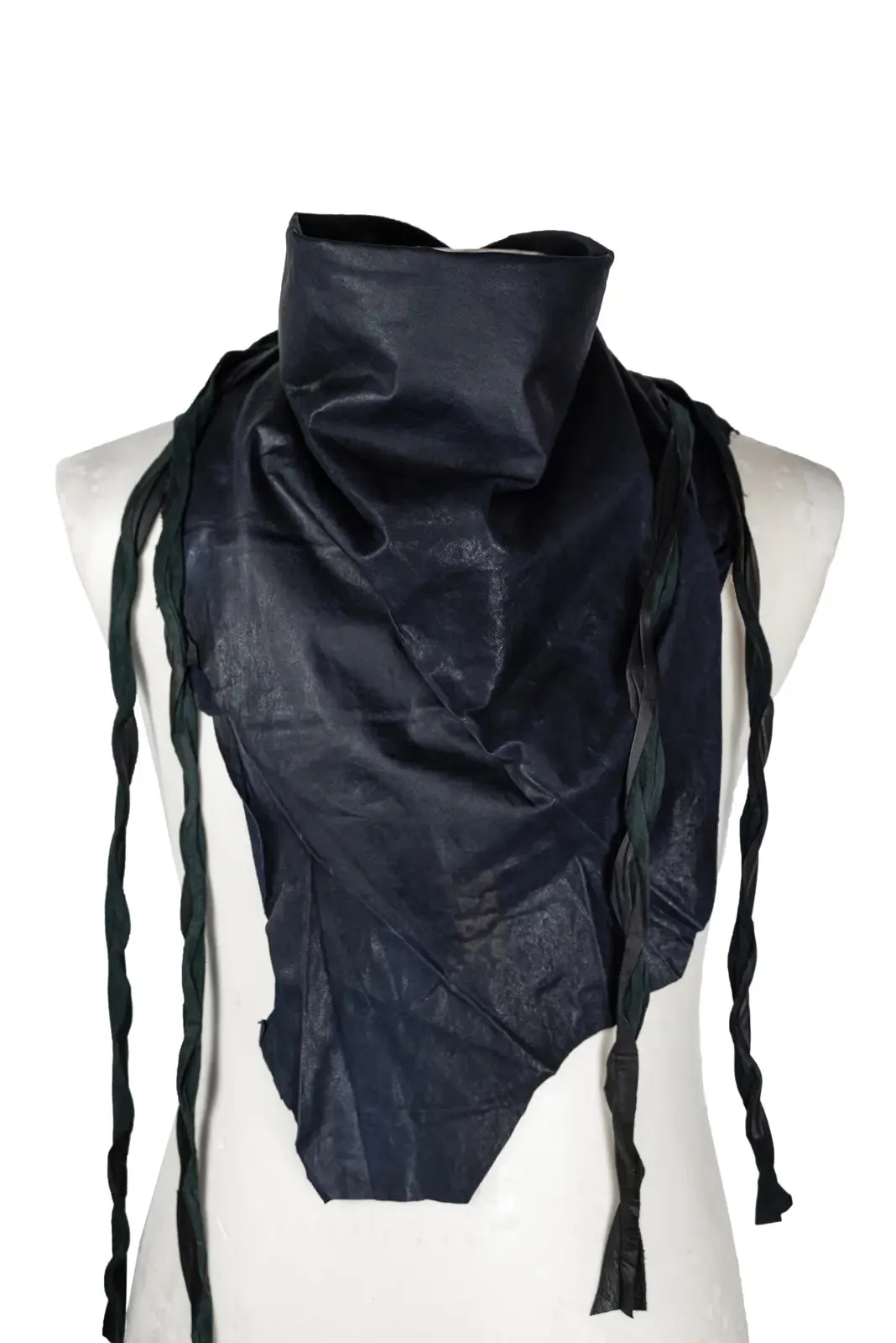 LAMB LEATHER SCARF BLUE