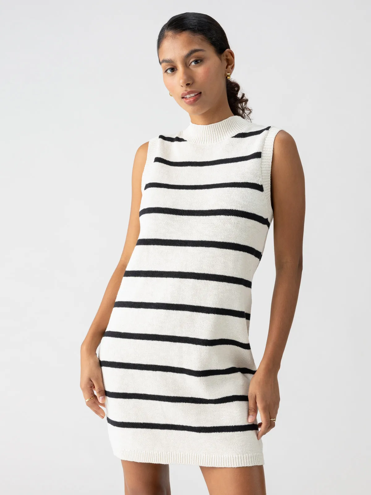 Life Is Easy Sweater Dress Chalk Black Stripe