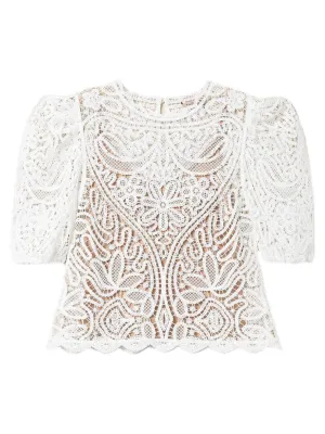 Maglia crochet effetto pizzo con maniche balloon