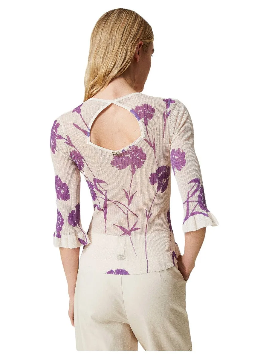 Maglia fitted stampata a fiori