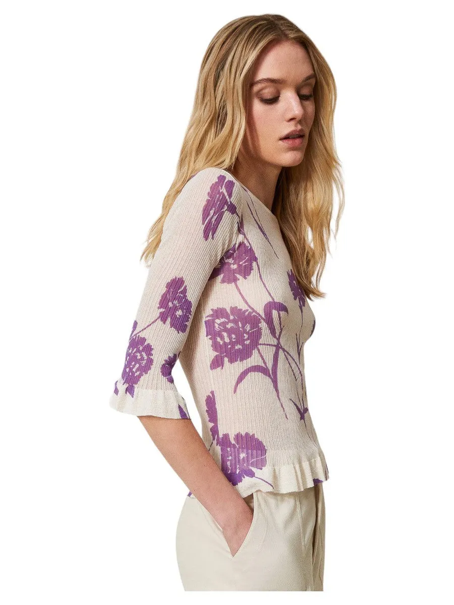 Maglia fitted stampata a fiori