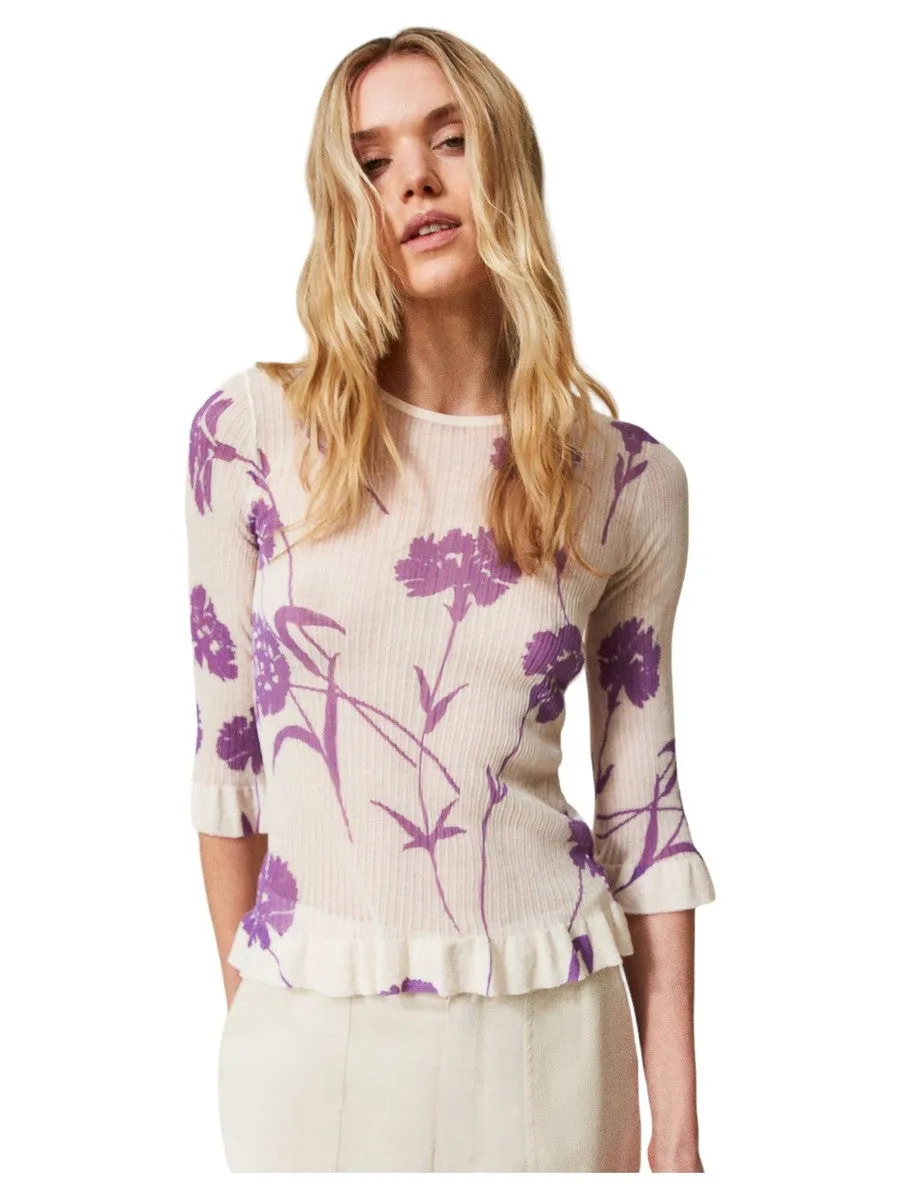 Maglia fitted stampata a fiori