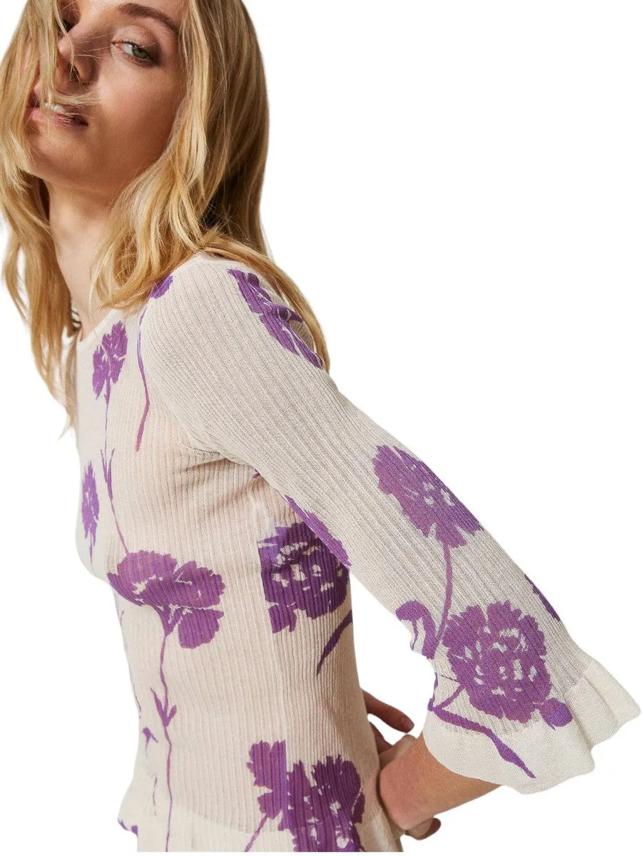 Maglia fitted stampata a fiori