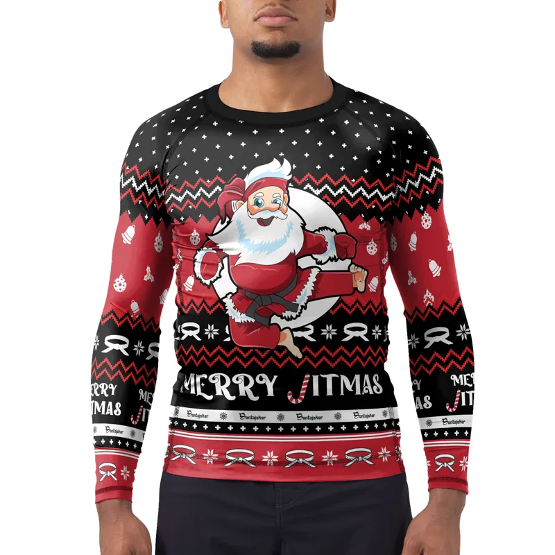 Merry Jitmas Men's Long Sleeve Rash Guard