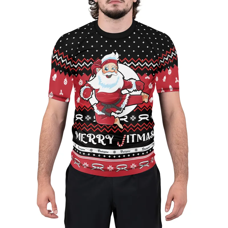 Merry Jitmas Men's Short Sleeve Rash Guard