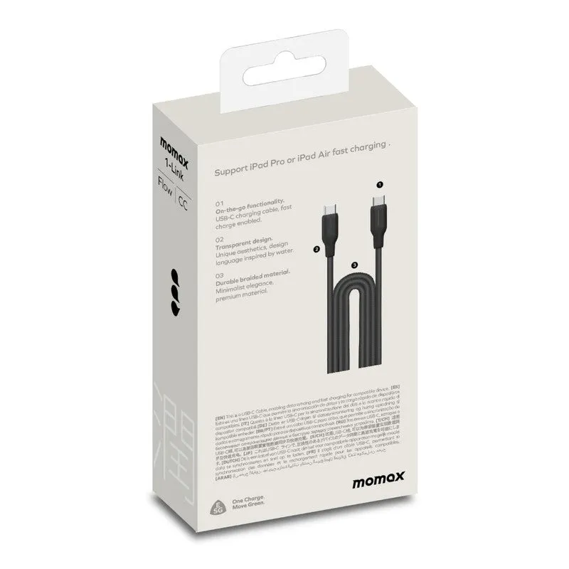 MOMAX 1 Link USB-C to USB-C Charging Cable 100W 2M - Black
