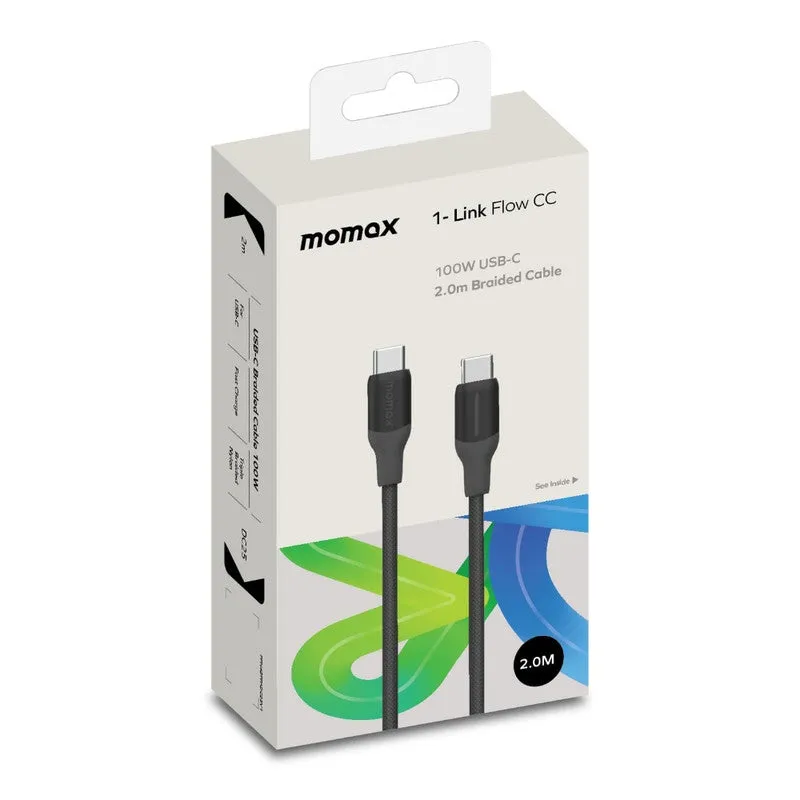 MOMAX 1 Link USB-C to USB-C Charging Cable 100W 2M - Black