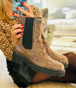 Sample Sale Snakeprint Biker Boot  size 40