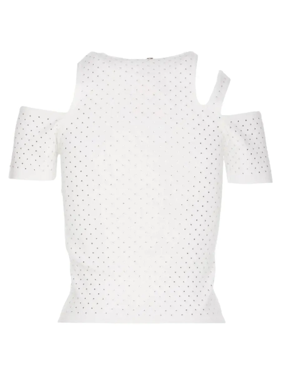 T-Shirt con Strass e Cut Out