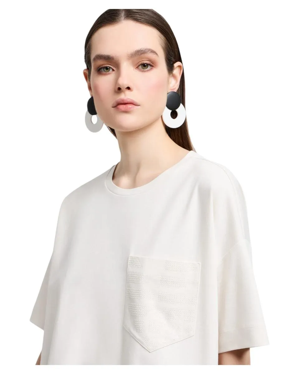 T-shirt in Jersey Supima con Tasca Logata e Micro Borchie