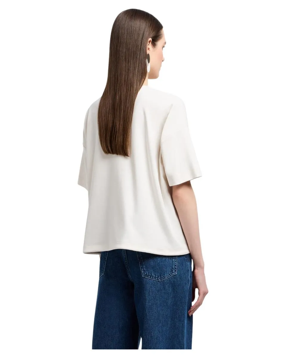 T-shirt in Jersey Supima con Tasca Logata e Micro Borchie