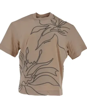 T-shirt Over Fit in Jersey con Maxi Ricami Floreali
