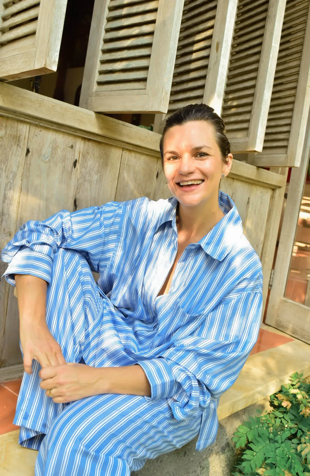 Winnie Shirt in Blue White Stripes