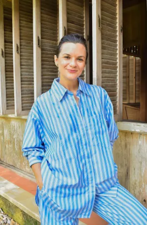 Winnie Shirt in Blue White Stripes